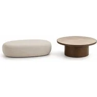 JVmoebel Satztisch Stilvolles Couchtisch-Set aus Holz mit Polsterhocker in Braun (2-St)