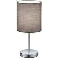 Reality Leuchten LED Nachttischlampe, Dimmfunktion, LED wechselbar, Warmweiß, kleine Designklassiker dimmbar, Fensterlampe Stoff Lampenschirm Grau