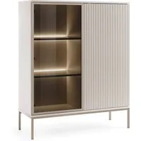 Masseno Glasvitrine SENTIERO 126 x 104 cm Vitrine Vitrinenschrank mit 2 Türen Kaschmir
