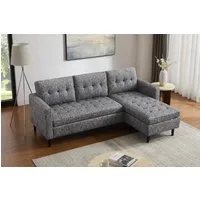 riess-ambiente Ecksofa STOCKHOLM 220 cm grau – 3-Sitzer, Strickstoff, Ottomane beidseitig, Einzelartikel 1 Teile, bequeme Eckcouch mit Federkern – ideal fürs Wohnzimmer & Gästezimmer