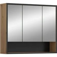 furnling Badezimmerspiegelschrank Benno 1 offenes Fach, 3 Spiegeltüren, Breite 80 cm, Badschrank, Badmöbel