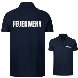 PACOTEX® Premium Poloshirt Herren, Brust- und Rückendruck FEUERWEHR (silber reflektierend), marineblau S Standard - "FEUERWEHR"