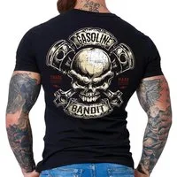 GASOLINE BANDIT® T-Shirt für Biker Racer Motorrad Fans: Piston Skull