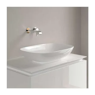 Villeroy und Boch Loop & friends Aufsatz-Waschtisch 4A490001 56x38cm, ohne Hahnlochbank, mit Überlauf, weiß Alpin