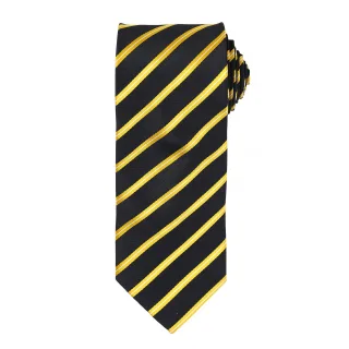 Premier Mens Sports Streifenmuster Formal Arbeit Krawatte (Schwarz / Gold)