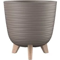 Engelland Blumentopf Pflanztopf mit Füßen (Vorteils-Set, 1 St., robuster PP-Kunststoff), Wellenoptik, rund, UV-resistent, Drainagesystem, direkte Bepflanzung