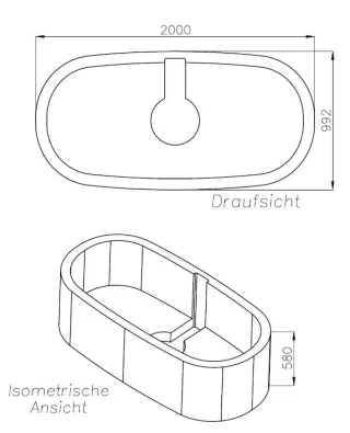 Neuesbad Wannenträger für Hoesch iSensi oval Mittelablauf 190x90 SW 16218A