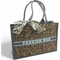 Eyecatcher Handtasche Leoparden Damen Handtasche mit Schal – Stylische Fashion Bag in Animal (Einzeln)