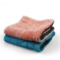 cosey langfaserige Premium Wasch- und Poliertücher für Auto und Haushalt Mikrofasertuch (hoch saugfähig, kratzfrei, langlebig, pflegeleicht, maschinenwaschbar, 1x Pink/ Grau, 1x Blau/Grau (1200 GSM)