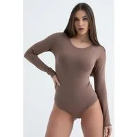 Evoni Body für Damen Langarm Blusenbody mit Rundhals