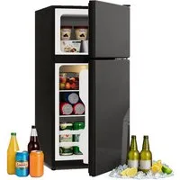 Merax Table Top Kühlschrank Freistehend, Minikühlschrank 60L mit Gefrierfach 22L BCD-86AB, 87.5 cm hoch, 42.5 cm breit, Kompakt Kühlschrank mit Glastür & LED, Leise 45dB, Temperaturregelung