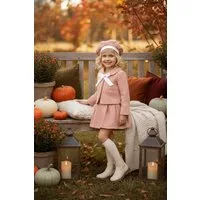 Parla Kids Shirt & Rock Blazer, Kleid und Mütze in cremefarbenem-orangenem Hahnentritt Muster
