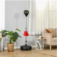 HOMCOM Punchingball Standbox Boxsack geeignet für Profis und Anfänger Schwarz (Set, 3-tlg., 1 x Boxball, 1 x Paar Handschuhe, 1 x Inflator), höhenverstellbar