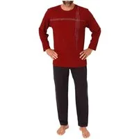 Normann Pyjama Normann Herren langarm Schlafanzug mit Frontprint in zeitloser Optik