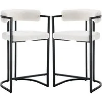 WAHSON OFFICE CHAIRS Barhocker 2er Set, Samt Küchenhocker Barstühle mit schwarzen Metallbeinen (2 St)
