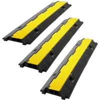 Clanmacy Kabelkanal Kabelbrücke 2 Kanal Überfahrbar Gummi Rampe Stoplerschutz 3X (3-St)