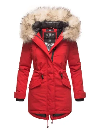 Navahoo Premium Damen Winterjacke Lady Like – Klassischer Parka mit Abnehmbarem Kunstfellkragen