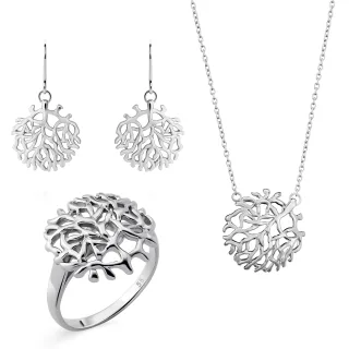 Orphelia 'Flavie' Damen-Set aus 925er Sterlingsilber: Halskette + Ohrringe + Ring – Silber SET-7502