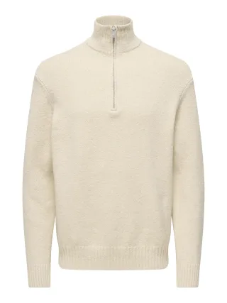 ONLY&SONS - ONSJAMES RLX 1/2 ZIP KNIT Oatmeal - Gr. - L