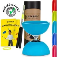 Diabolo Freizeitsport Diabolo Set Basic & Pro - inkl. Alu-Handstäben, Ersatzschnur, Anleitung, Diabolo Set Pro Kugellager mit Alustäben für Kinder ab 5