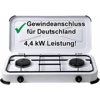 BlueCraft Gaskocher 2 flammig 50mbar Propan Gas Campingkocher 4,4 kW Gas-Kochfeld Gasherd, Camping Gas Kocher 2 flammen für Gasflasche