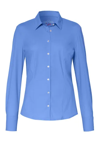 pure - PURE- Functional Bluse slim fit Langarm blau - Gr. - M
