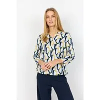 soyaconcept Shirtbluse SC-FELICITY AOP 534 aus Baumwolle und Viskose, normale Passform, mit V-Ausschnitt