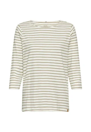 camel active - 3/4-Arm T-Shirt mit Seitenschlitzen light khaki stripes - Gr. - L