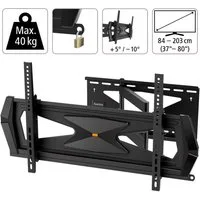 Hama TV-Wandhalterung Professional FULLMOTION 180° TV Wandhalterung, (bis 80 Zoll, Wand-Halter Schwenkbar VESA-Formate bis 600x400 Monitor 37" - 80" Zoll)