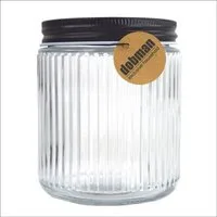 dobman exclusive household Vorratsglas Glas mit Deckel in Schwarz ca. 0,5 L Vorratsglas gestreift Einmachglas, Glas, Metall, gestreifte Glas-Optik