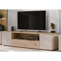 Inn.Furn Lowboard Cathlyn (Flat-TV Unterschrank in Eiche und Kaschmir, 160 x 42 cm), mit Push-To-Open-Funktion