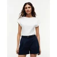 Tommy Hilfiger Kurzarmshirt GOLD BTN CAP-SLV BOAT-NK TEE Baumwolle, mit goldfarbenen Knöpfen