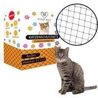 FinoPet Schutznetz FinoPet Katzennetz für Balkon drahtverstärkt ink. Befestigungsmaterial, BxL: 4x3 m, drahtverstärkt, inklusive Befestigungsmaterial, ohne bohren, schwarz