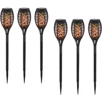 GLOBO LIGHTING LED Solarleuchte, Tageslichtsensor, LED fest integriert, warmweiß, 6er Set Solar-fackeln Garten-fackeln mit Flammeneffekt, Höhe 49,5cm