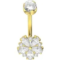 PIERCINGLINE Bauchnabelpiercing Titan Bananabell mit Innengewinde KRISTALLBLUME (Bananabells, 1-tlg)
