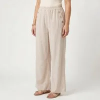 OriginalYou Marlene-Hose Damen Sommerhose Wide Leg Freizeithose Elastikbund Knopfdetails erhältlich in Größe 36 bis 46, leicht transparenter Sommerlook