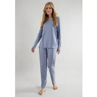 TOM TAILOR Schlafanzug Charlotte (2 tlg) Langarm, Rundhalsausschnitt, gepunktet, basic, Baumwolle