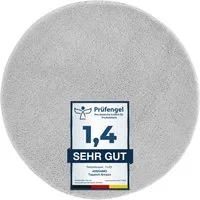 Andiamo Badematte Arezzo, Badvorleger, Badezimmer Teppich, Duschvorleger, Höhe 16 mm, rutschhemmend beschichtet, schnell trocknend, fußbodenheizungsgeeignet, Polyester, rund, Uni Farben, weich & kuschelig, auch in rund & als 2er Set erhältlich