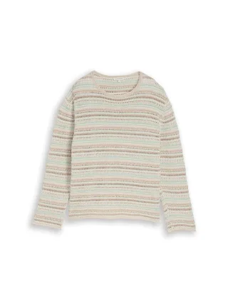Tom Tailor - Loose Fit Strickpullover mit Streifenmuster mint beige stripe - Gr. - XXXL