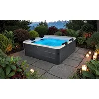 mSpa Whirlpool OSLO AERO PLUS XXL 180 x 180 x 65 cm Ganzjährig Outdoor Pool, Stecksystem mit Einlageplane, inkl. LED, UVC+, WiFi, App-Steuerung, 6 Personen