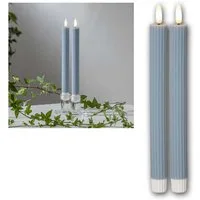 STAR TRADING LED-Kerze LED Stabkerzen STRIPE 2er Set bl 3D Flamme & Timer