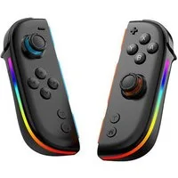 Wigento Für Nintendo Switch Split Controller mit Hall Joysticks RGB Schwarz Switch-Controller (Hall Effect Joysticks, 6-Achsen-Sensor, RGB-Beleuchtung)