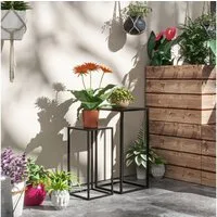 Outsunny Blumenständer 2 unterschiedliche Höhen (Pflanzenhalter, 2 St., Blumentopfhalter), für Balkon, Wohnzimmer, Schwarz