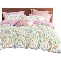 KEAYOO Bettwäsche HXM, 2 teilig, Rosa Blumenmuster Bettwäsche Baumwolle mit Reißverschluss