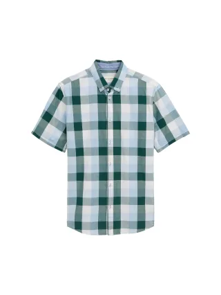 Tom Tailor - Kurzarmhemd mit Karomuster green blue big check - Gr. - XL