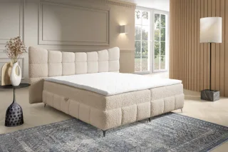 Boxspringbett Bett Schlafzimmerbett NOVA 140x200cm Stoff Rolf Beige