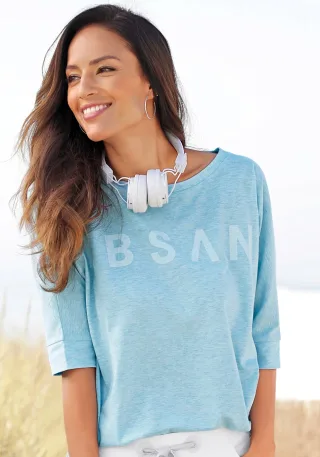 Elbsand 3/4-Arm-Shirt "Iduna" mit Logodruck, Baumwoll-Mix, lockere Passform