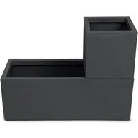 ONDIS24 Pflanzkübel 2 x Blumenkasten Vulkan, 57+21 Liter Volumen (Blumenkübel Set), mit Wasserspeicher, stapelbar, Balkon