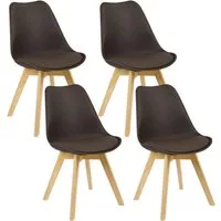Woltu Esszimmerstuhl (Set, 4 St), Polsterstuhl Bezug Kunstleder, Massivholz