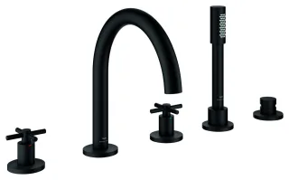 GROHE 5-Loch-Wannen-Kombination Atrio, 29408 FMS Kreuz-Griff phantom black, 29408KF0 29408KF0